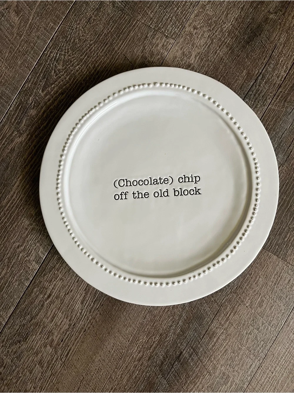 Mud Pie Cream Ceramic Plate with Subtle Distressed Rim